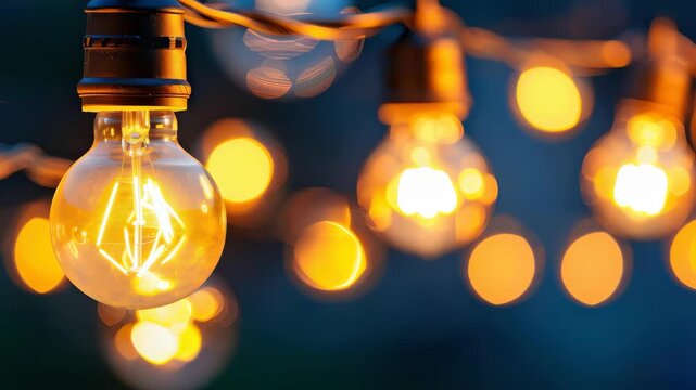 Illuminating Moments: An intimate, close-up captures the warmth and charm of decorative string lights, their gentle glow casting a magical ambiance.
