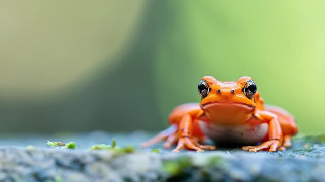 Radiant Red Frog: A striking red frog, showcasing vibrant hues and intricate textures, perched gracefully, embodying the magic of the wild.