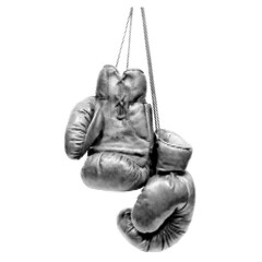 Hanging boxing gloves vintage y2k halftone art, rugged sports gear stipple brutalist retro vector png with transparent background, fierce 2000s aesthetic photocopy effect tattoo