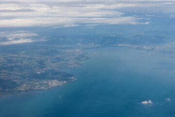 Obraz premium View from the plane of Costanza lake, Zurich, Swissland