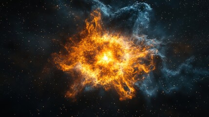 Fiery Nebula Explosion in Deep Space