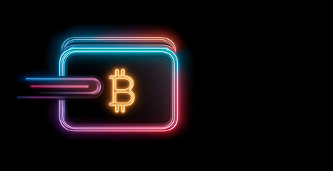 Glowing Bitcoin Wallet and High-Speed Transaction.