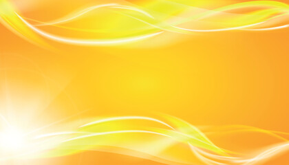 Bright yellow flame background. Colorful smooth light lines background.