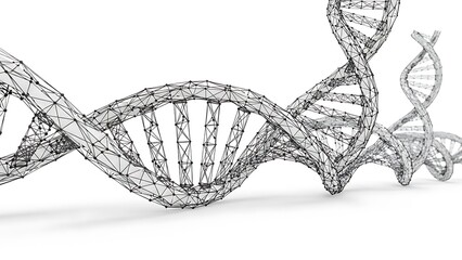 Abstract DNA Strand Illustration with Low Poly Design.