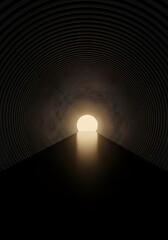 Radiant sphere casting light in an abstract, concentric tunnel design
