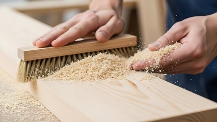 Refining wood's surface with precision, creating a polished finish beautifully