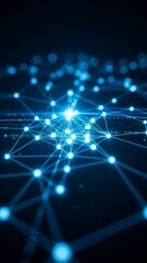 Abstract futuristic technology with glowing blue interconnected nodes.