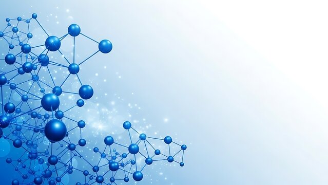 Abstract Molecular Structure on Blue Background for Science and Technology.