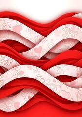 Wavy Red and Heart-Patterned Bands Intertwined with Elegant Softness