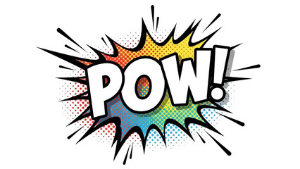 Comic book style explosion with the word POW in bold white letters.