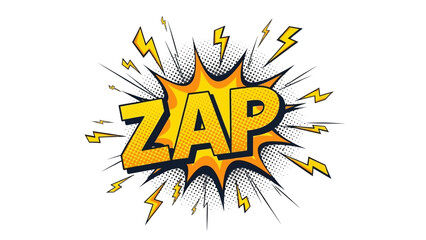 Comic Book Style ZAP Explosion with Lightning Bolts and Halftone Effect.