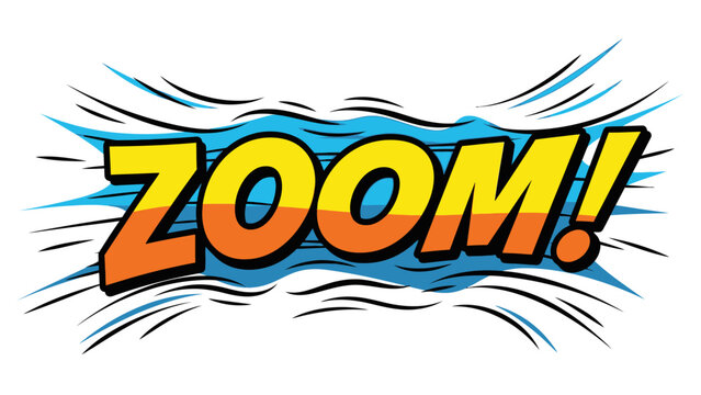 Comic book style word art with the word ZOOM in bold letters.