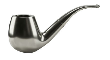 Sleek metallic smoking pipe isolated on white background