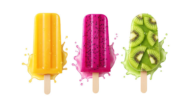 Delicious fruit popsicles summer treats refreshing desserts on transparent background