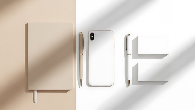 Minimalist Stationery Mockup with Smartphone and Business Cards