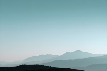 Mountain ridge framed by empty sky with minimal palette emphasizing vast serene natural simplicity and openness