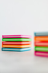 colourful children books on minimalist setup, concept of learning to read and early education