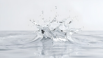 Liquid mercury dramatically splashing, creating dynamic silver wave against transparent surface