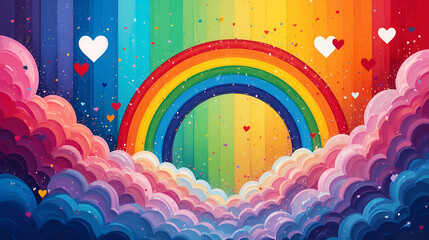 Contemporary abstract illustration . Bright colors . Rainbow . Maximalism .  Valentine's Day Concept. LGBT