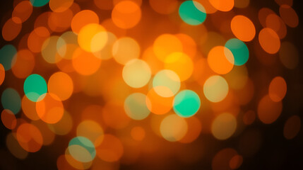 Softfocus bokeh scene featuring radiant orange and turquoise circles embellished with light particles providing a serene and calming ambiance ideal for wellness or relaxationthemed