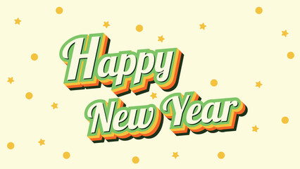 Happy New Year Retro vintage design. Editable Text.
