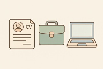 Professional tools for job seekers representing career development resume briefcase laptop illustrating employment opportunities and modern workforce adaptability