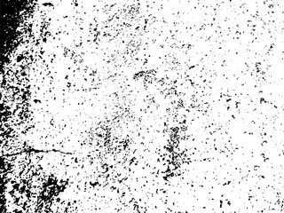 Grunge background black and white. Texture of chips, cracks, scratches, scuffs, dust, dirt .Vector pattern of cracks, chips, scuffs. Abstract vintage surface isolated on white background.EPS10.