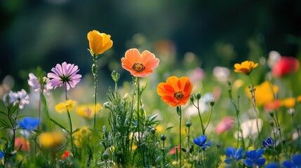 Vibrant Wildflowers Blooming in a Lush Meadow