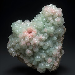Apophyllite light green color stilbite in pink color, druse