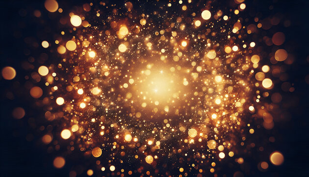 golden glitter vintage lights background. gold and black. de-focused