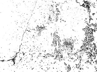 Grunge background black and white. Texture of chips, cracks, scratches, scuffs, dust, dirt .Vector pattern of cracks, chips, scuffs. Abstract vintage surface isolated on white background.