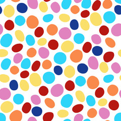 Seamless Colorful Polka Dot Pattern on white Background – Bright Multicolor Dots. Bright cheerful design suitable for fabrics, wrapping paper, textiles, kids products, backgrounds, wallpapers, prints