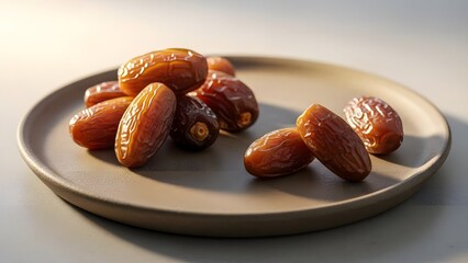 A pile of delicious dates on a simple plate.