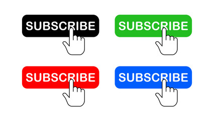 Collection of Differently Colored Subscribe Buttons – Subscription Icons Vector Set