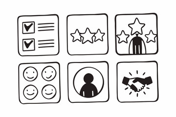 A Set of Hand Drawn Icons for Customer Feedback