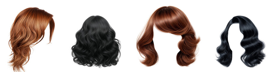 Naklejka premium Beautiful wig hair on transparent background