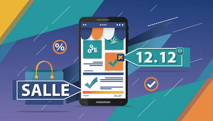 Online Shopping Sale Promotion on Smartphone Screen.