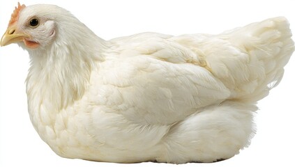 White hen, full shot, profile view