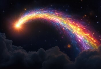 Cosmic Rainbow Comet Tail Blaze.