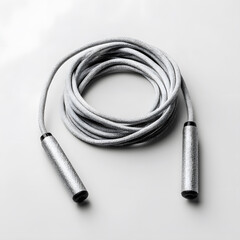 Silver colour jump rope, isolated sports equipment