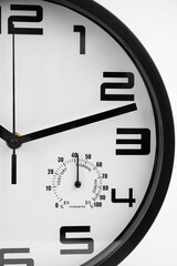 Modern Black Wall Clock with Thermometer and Hygrometer
