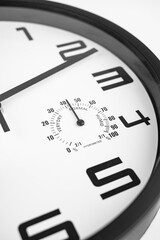 Modern Black Wall Clock with Thermometer and Hygrometer