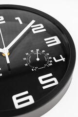Modern Black Wall Clock with Thermometer and Hygrometer