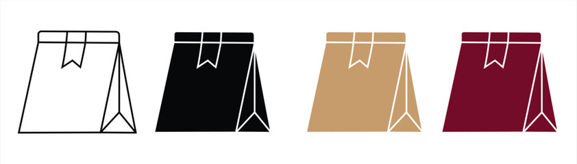 Take out food bag icon pack in flat and thin liner vectors graphic for designs
