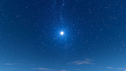 Fototapeta premium 静寂な夜空に輝く星と月の風景