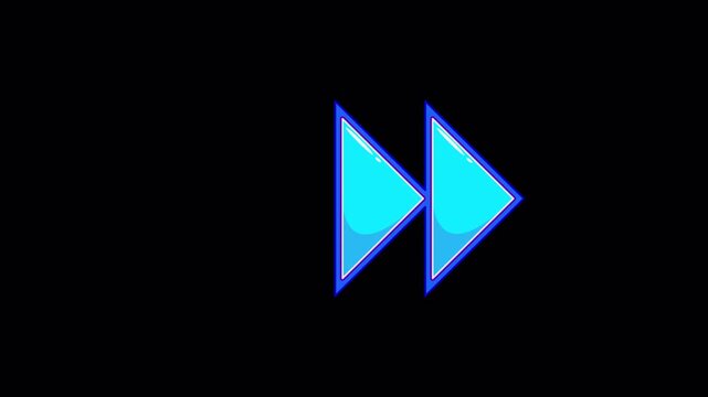 Blue Fast Forward Squirrel Arrow &ndash; Glossy Double Triangle Button, Animation, 4K, Transparent Background