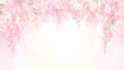 Fototapeta premium 満開の藤の花のきらめく背景