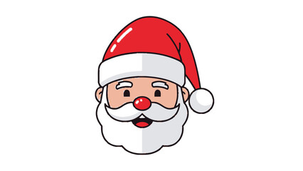 A cheerful cartoon illustration of Santa Claus's head with a big white beard and red hat, isolated on a white background.