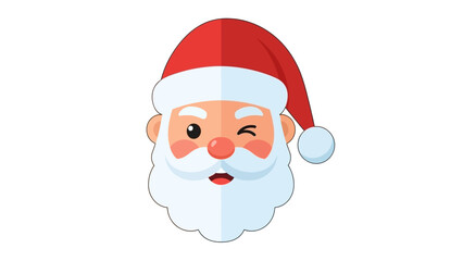 A cheerful cartoon illustration of Santa Claus winking with a red hat and white beard.