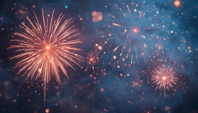 Elegant fireworks shining in the background